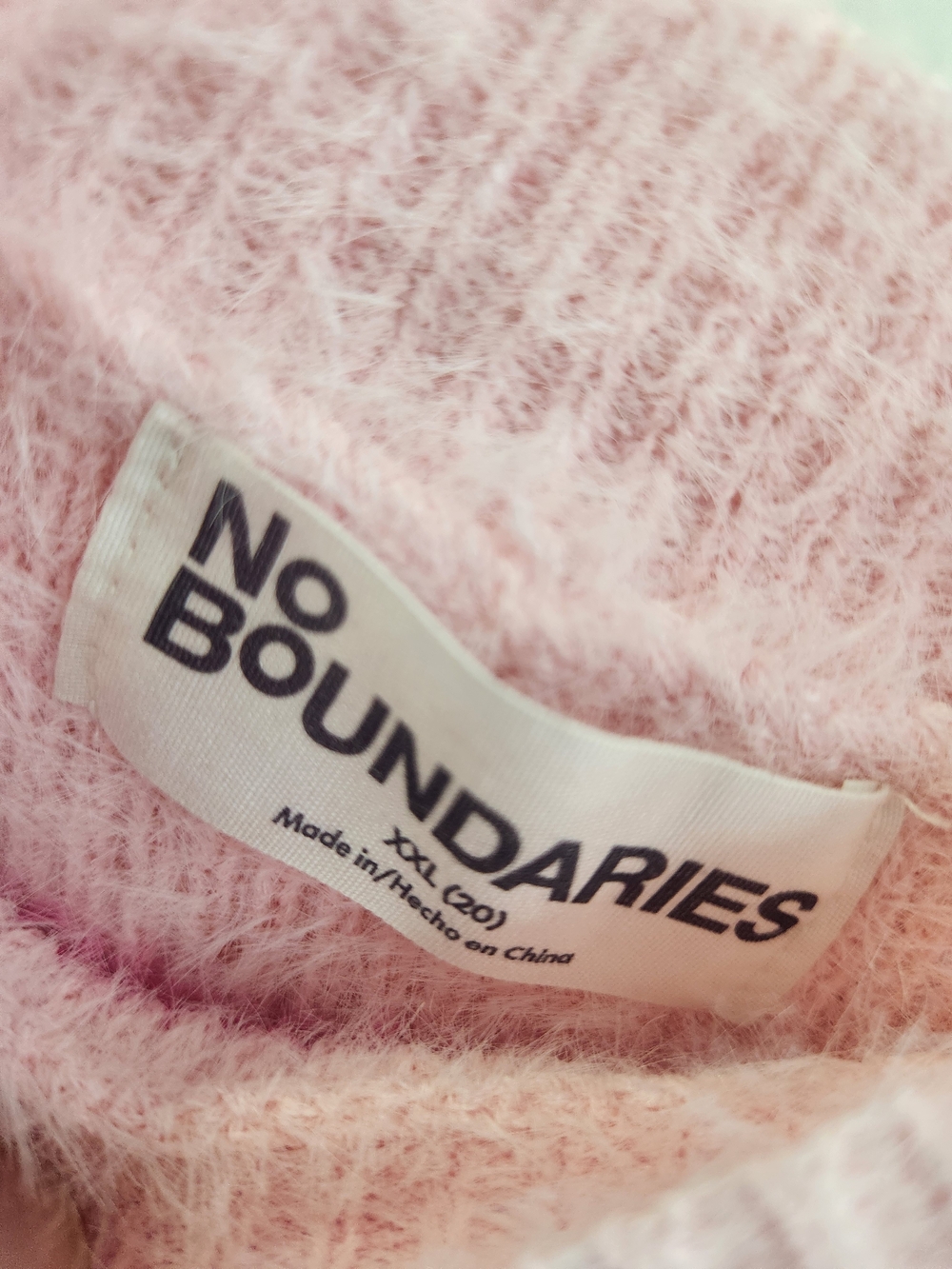 No Boundaries Pink & Hot Pink Fuzzy Stripe Crewneck Sweater Size XXL (20) - Picture 7 of 8
